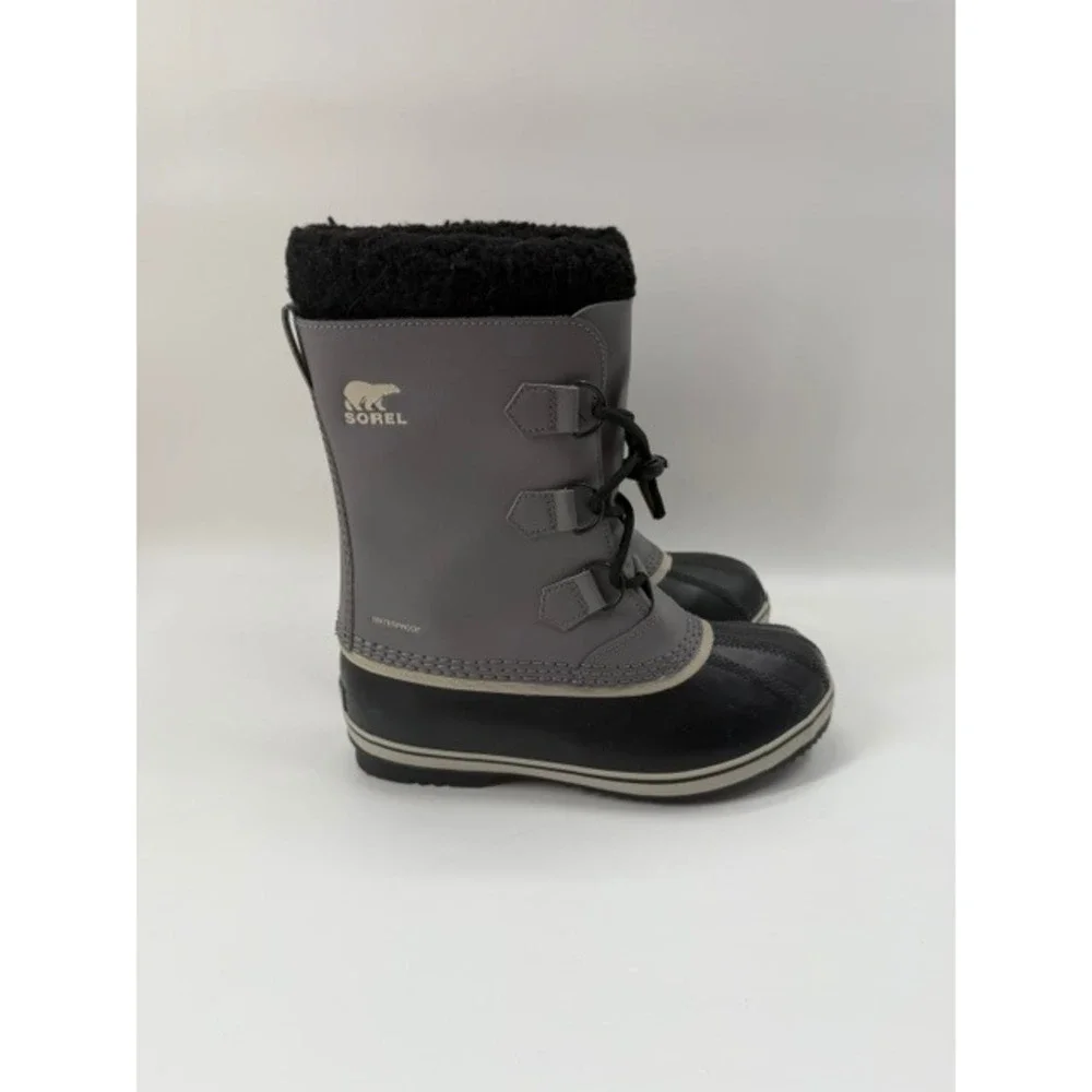 Sorel Yoot Pac Youth Unisex Winter Snow Boots Grey Black Size 6  Water Proof